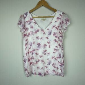 Giusy Made in Italy Silk Top Size S – Pink Floral Balloon Hem Lined Fairy Blouse